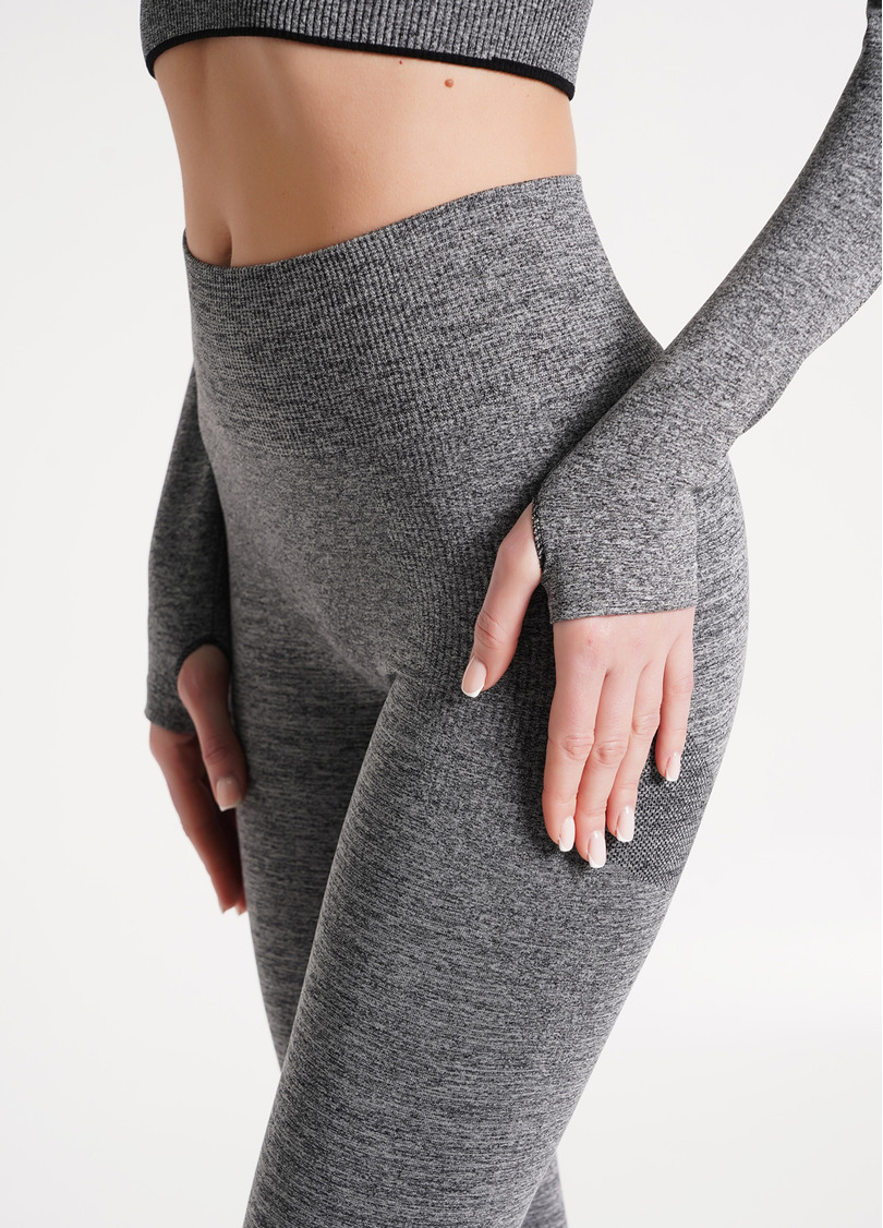 Укорочений топ з довгими рукавами для спорту CROP TOP SPORT MELANGE nero (чорний)