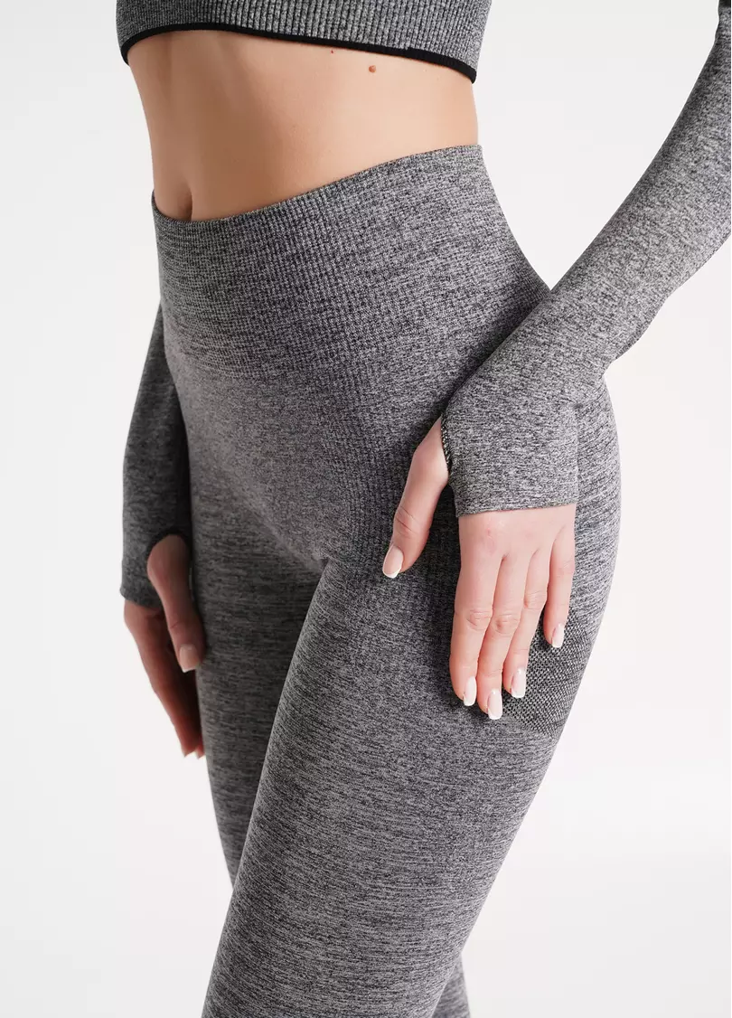 Укорочений топ з довгими рукавами для спорту CROP TOP SPORT MELANGE nero (чорний)