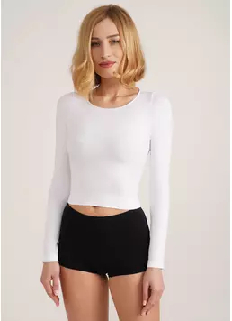 Спортивний топ з довгими рукавами CROP TOP bianco (білий)