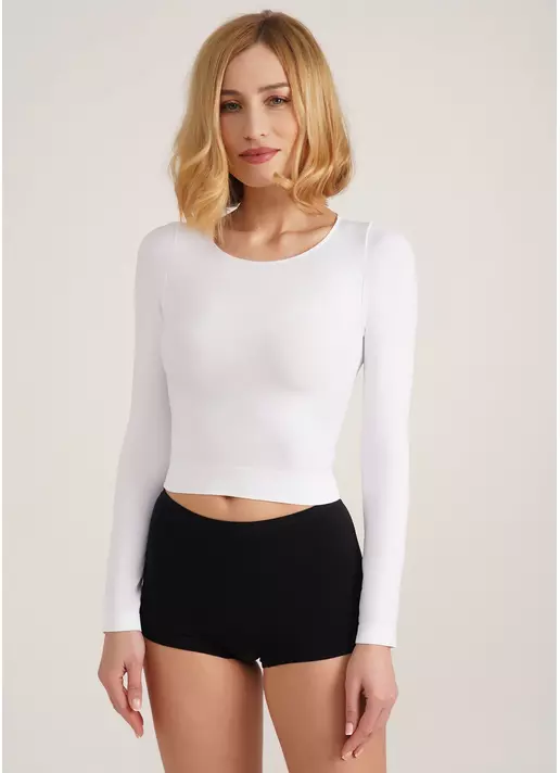 Спортивный топ с длинными рукавами CROP TOP bianco (белый)