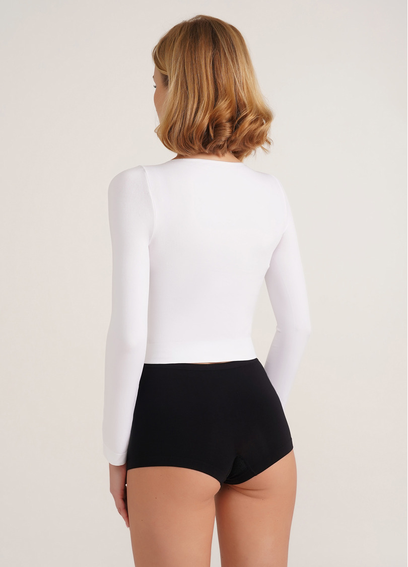 Спортивный топ с длинными рукавами CROP TOP bianco (белый)