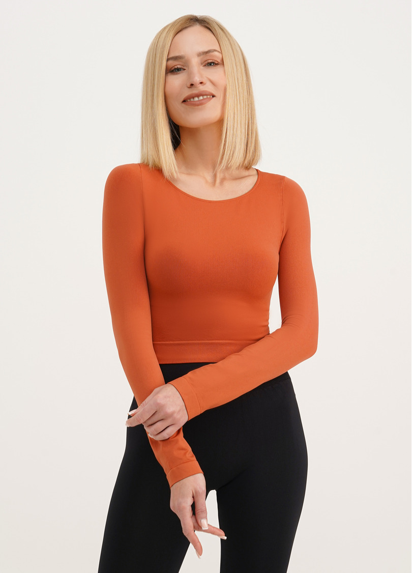 Спортивный топ с длинными рукавами CROP TOP burnt sienna (оранжевый)