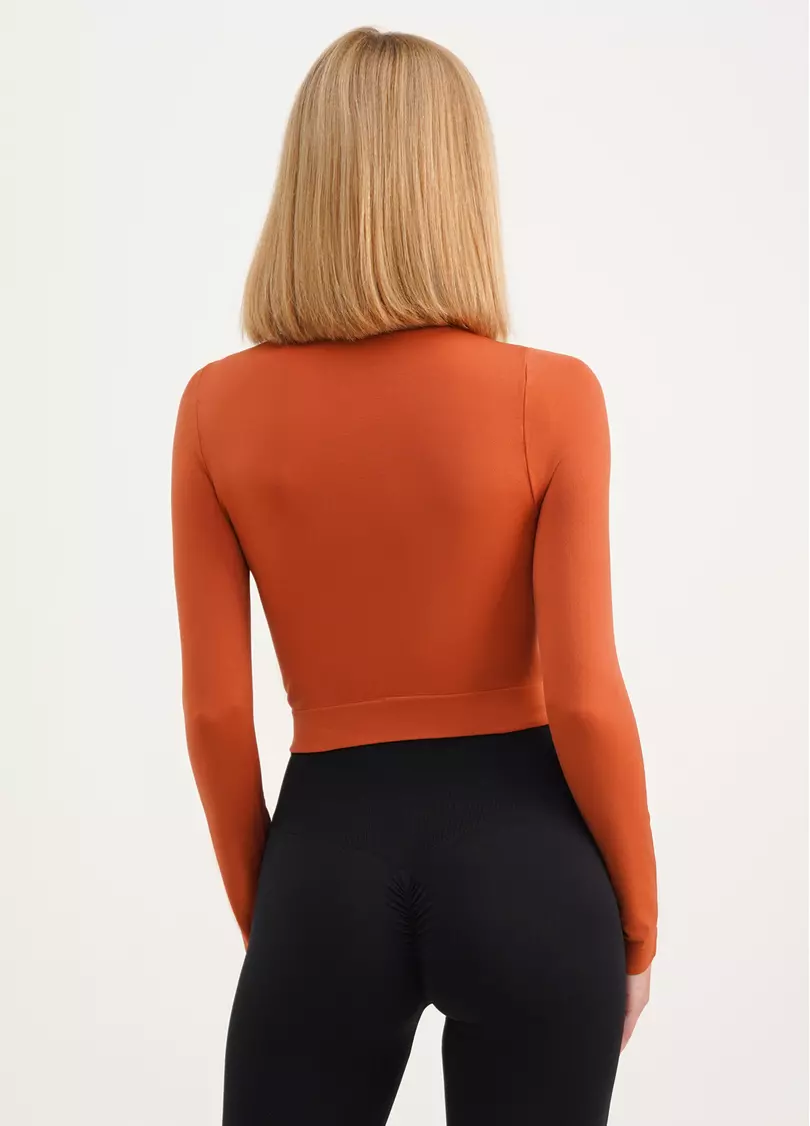 Спортивний топ з довгими рукавами CROP TOP burnt sienna (помаранчевий)