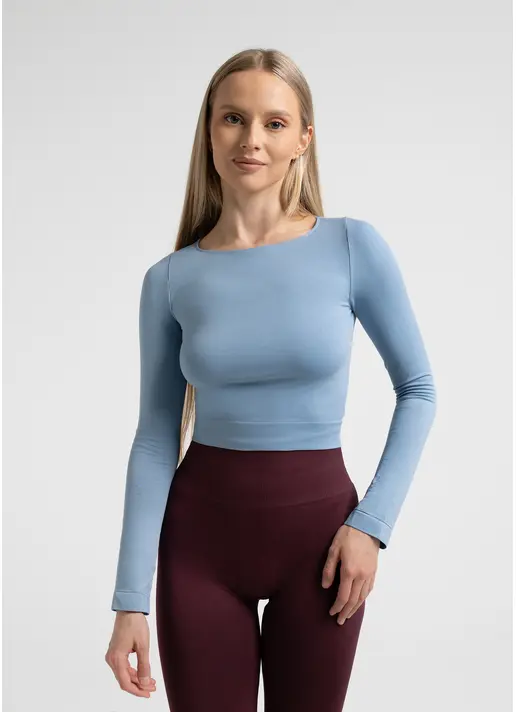 Спортивний топ з довгими рукавами CROP TOP, блакитний