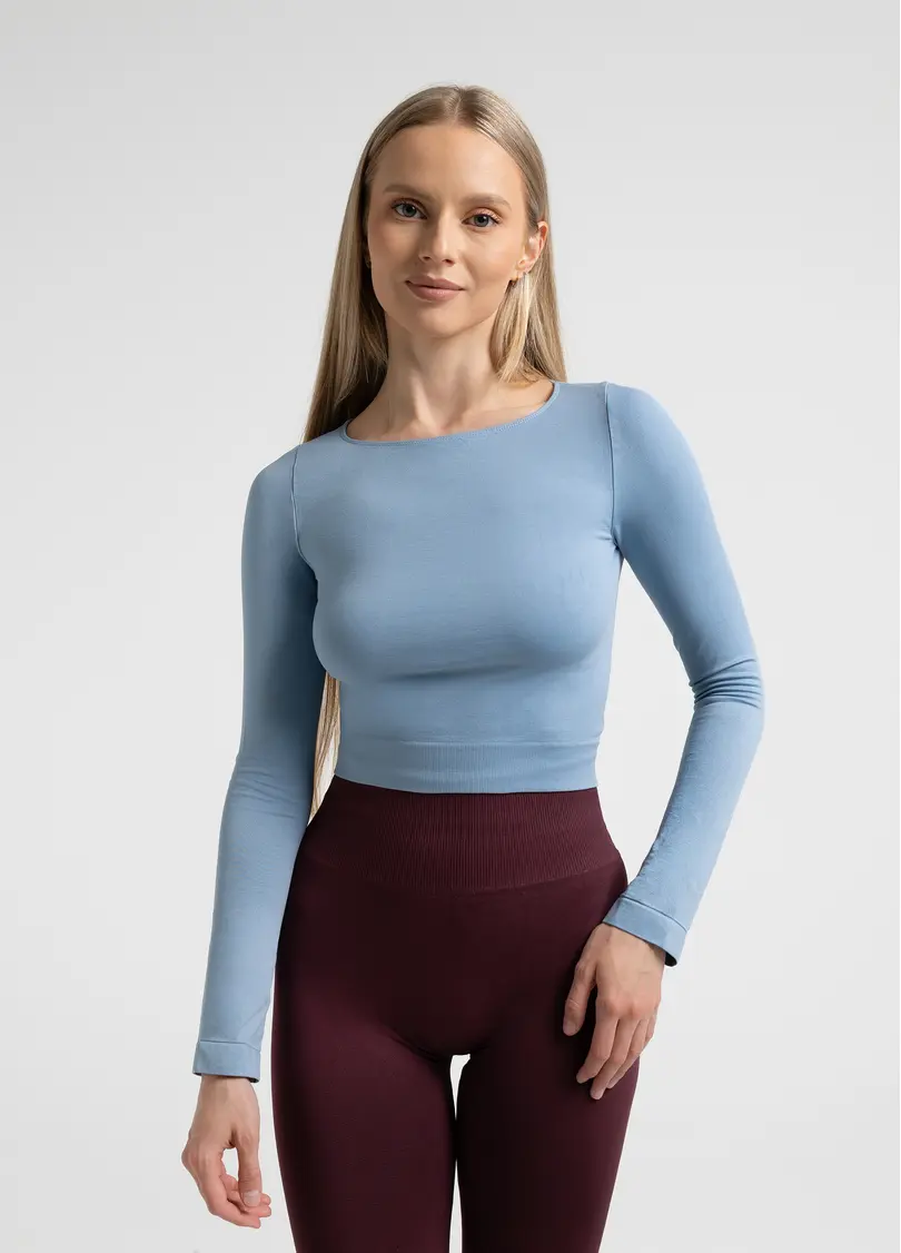 Спортивний топ з довгими рукавами CROP TOP, блакитний