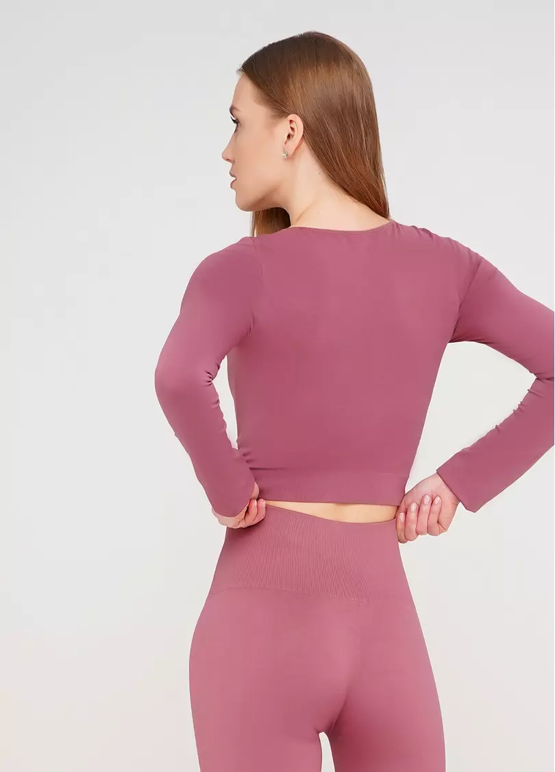 Спортивний топ з довгими рукавами CROP TOP (рожевий)