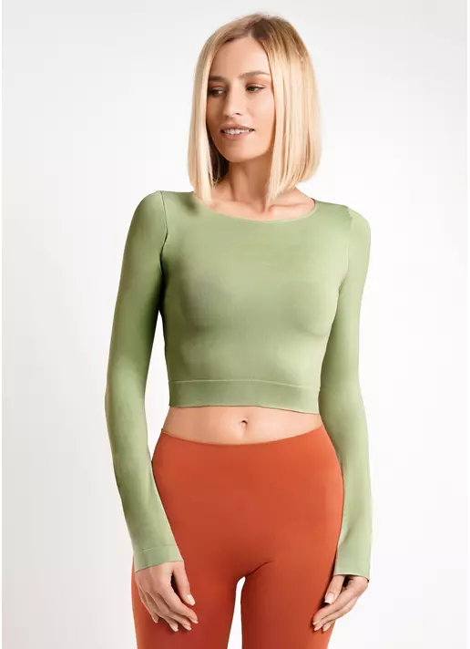 Спортивный топ с длинными рукавами CROP TOP kohlradi (зеленый)