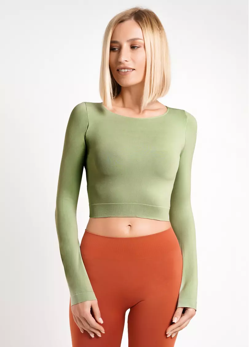 Спортивный топ с длинными рукавами CROP TOP kohlradi (зеленый)