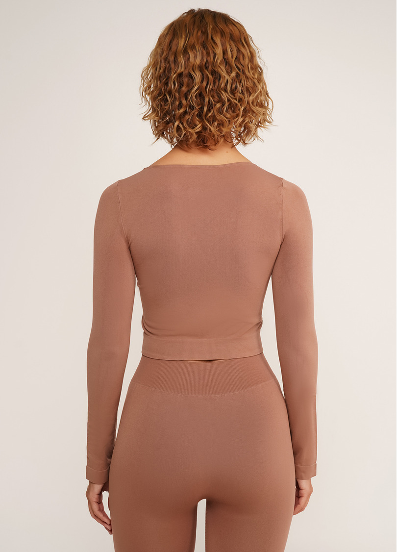 Спортивний топ з довгими рукавами CROP TOP mokko (коричневий)