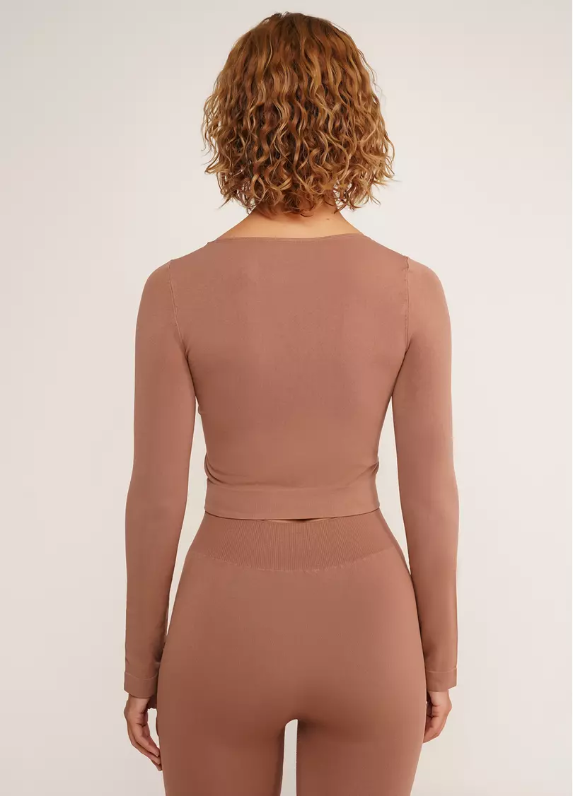Спортивный топ с длинными рукавами CROP TOP mokko (коричневый)