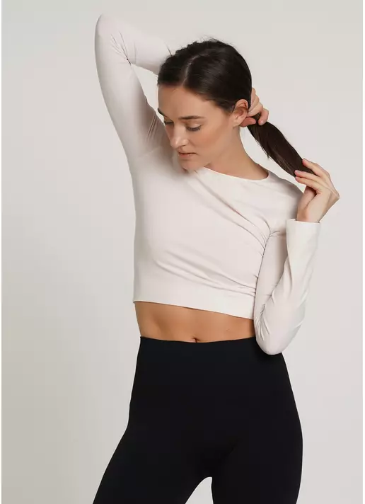 Спортивный топ с длинными рукавами CROP TOP perfectly pale (жемчужный)