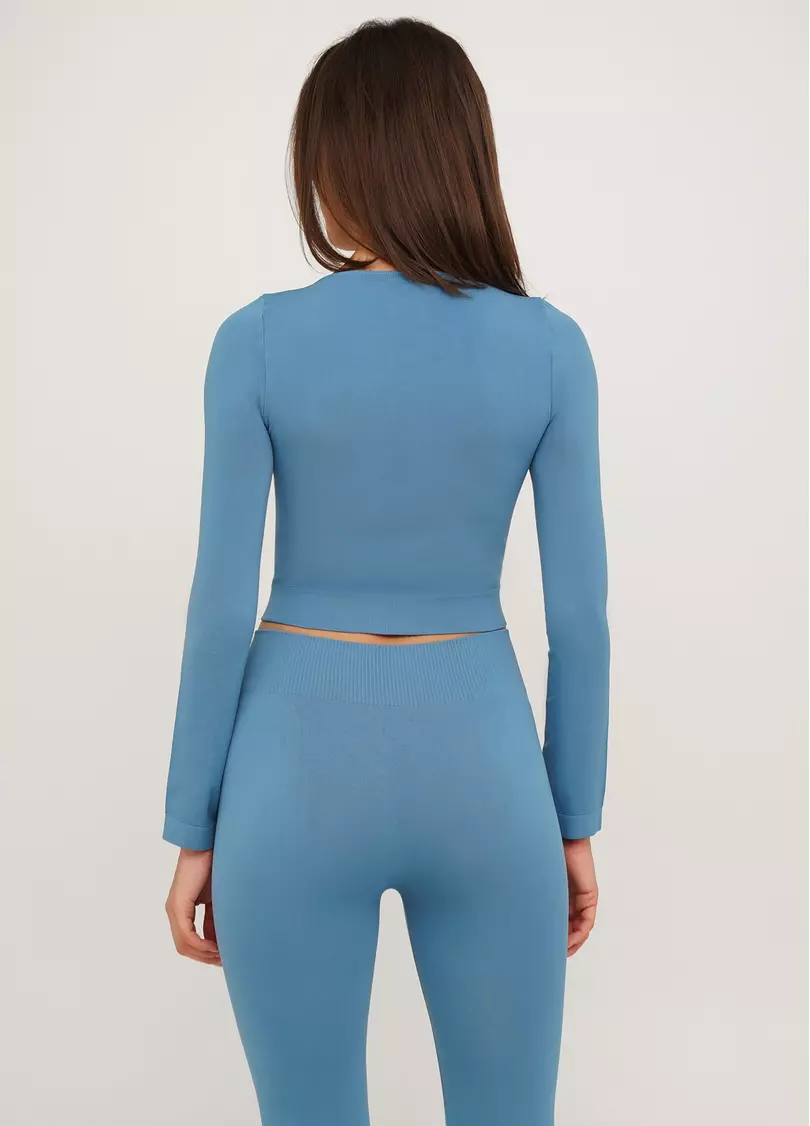 Спортивный топ с длинными рукавами CROP TOP spring lake (голубой)