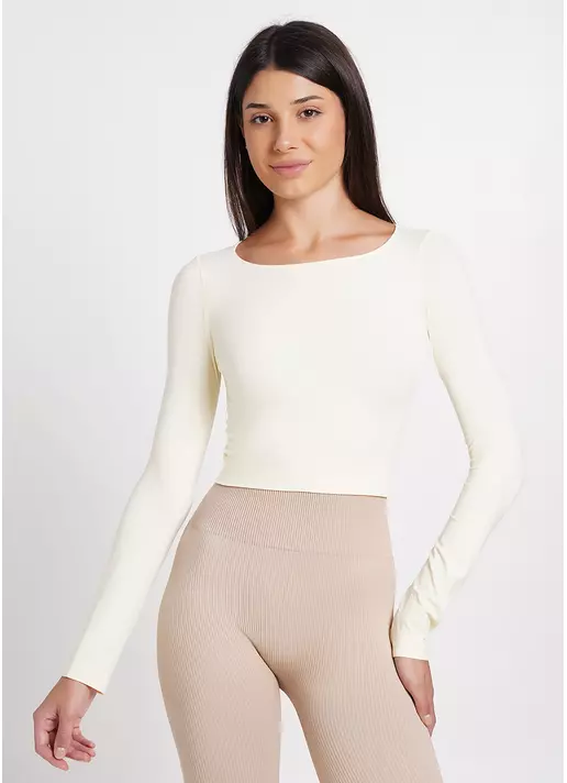 Спортивный топ с длинными рукавами CROP TOP vanilla (желтый)