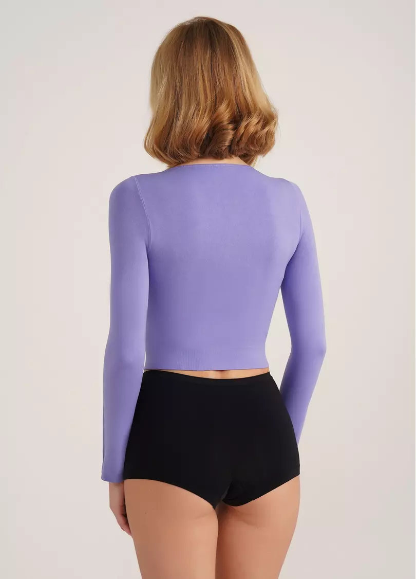 Спортивний топ з довгими рукавами CROP TOP very peri (фіолетовий)