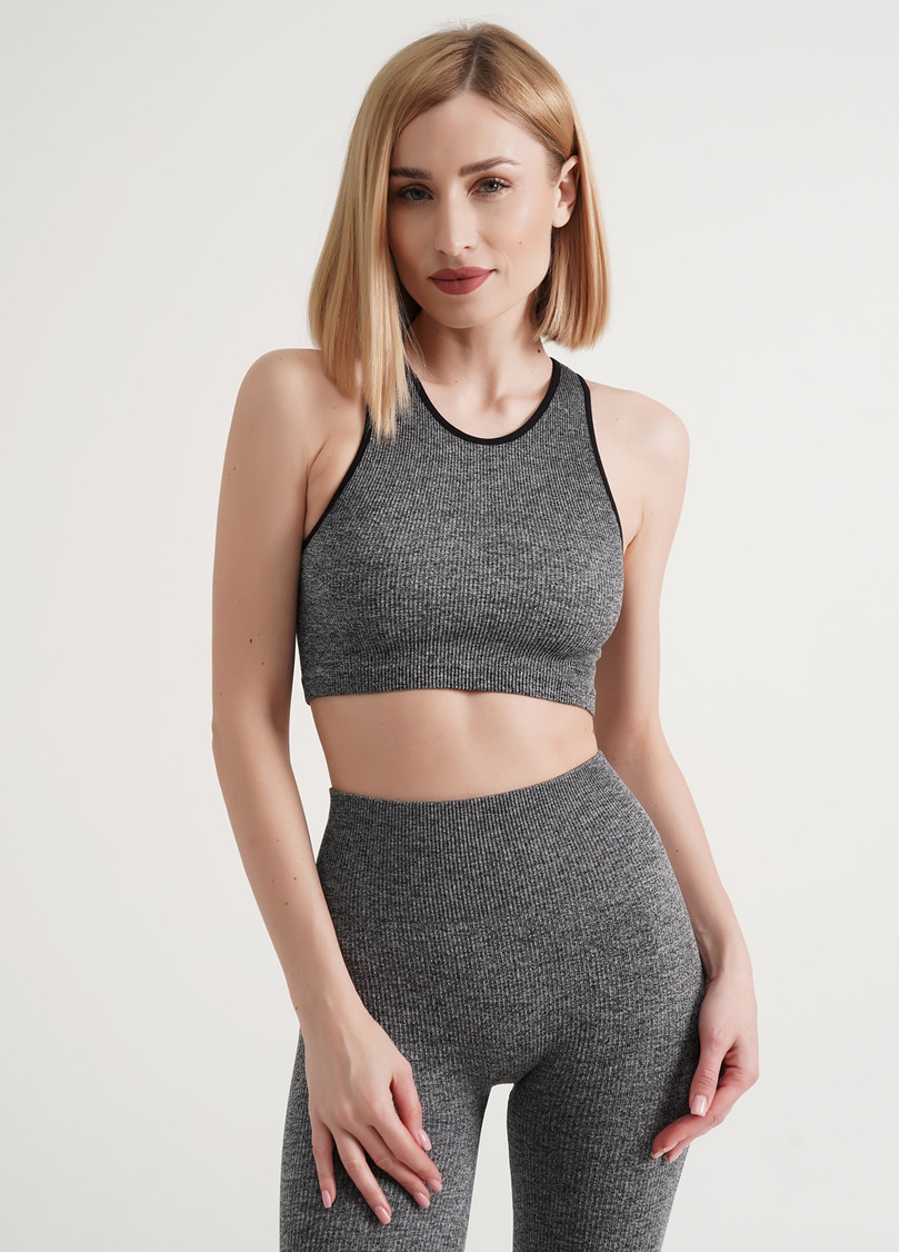 Спортивний топ в рубчик HALTER TOP RIB MELANGE black (чорний)