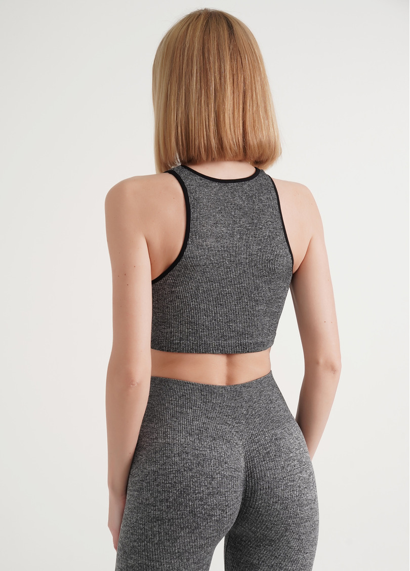 Спортивний топ в рубчик HALTER TOP RIB MELANGE black (чорний)