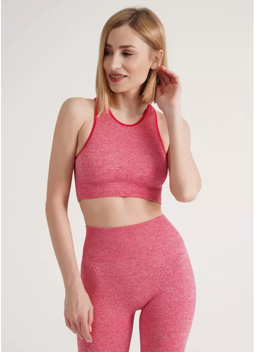 Спортивный топ в рубчик HALTER TOP RIB MELANGE viva magenta (розовый)