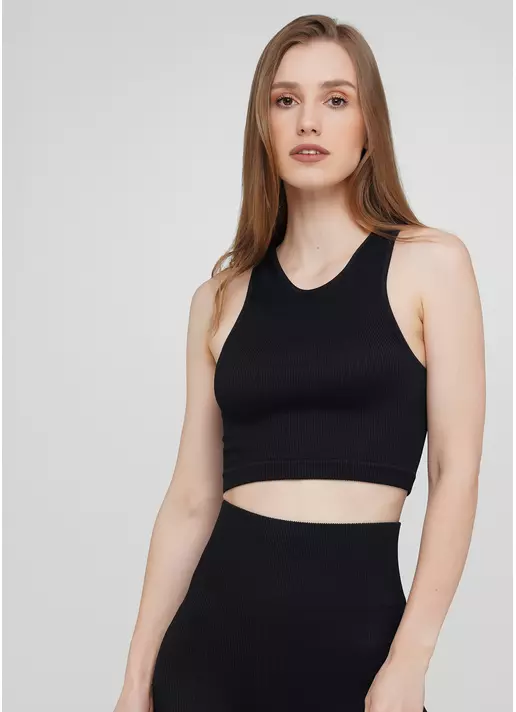 Топ в рубчик з мікрофібри HALTER TOP RIB black (чорний)
