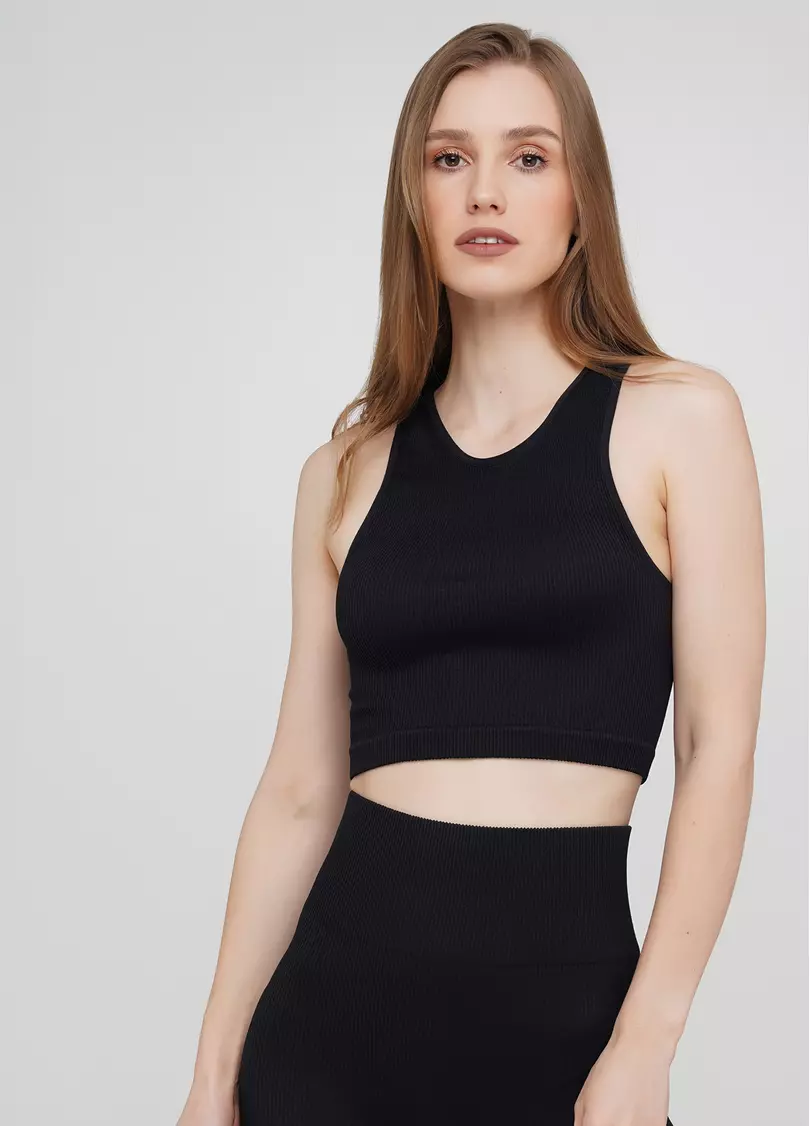Топ в рубчик з мікрофібри HALTER TOP RIB black (чорний)