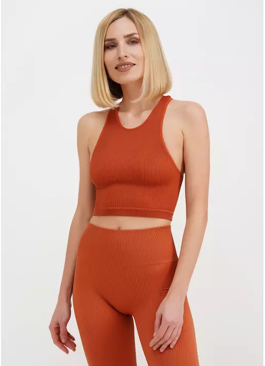 Топ в рубчик из микрофибры HALTER TOP RIB burnt sienna (оранжевый)