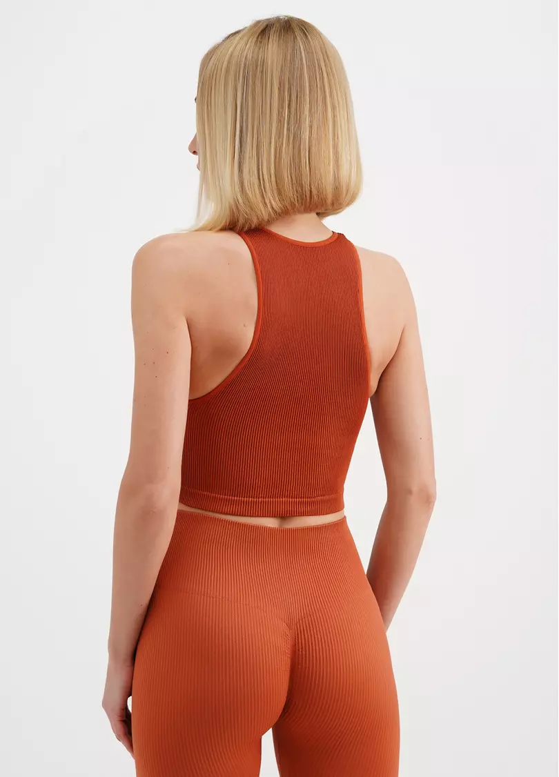 Топ в рубчик з мікрофібри HALTER TOP RIB burnt sienna (помаранчевий)