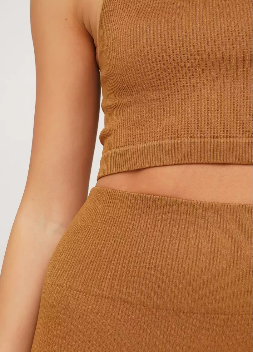 Топ в рубчик з мікрофібри HALTER TOP RIB ermine (коричневий)