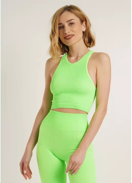 Топ в рубчик из микрофибры HALTER TOP RIB green neon (неоновый зеленый)