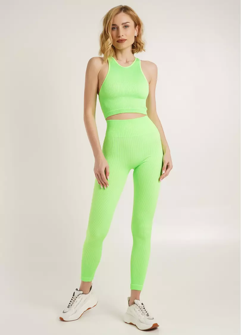 Топ в рубчик з мікрофібри HALTER TOP RIB green neon (неоновий зелений)