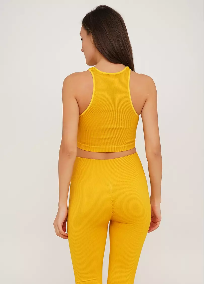 Топ в рубчик з мікрофібри HALTER TOP RIB honey (жовтий)