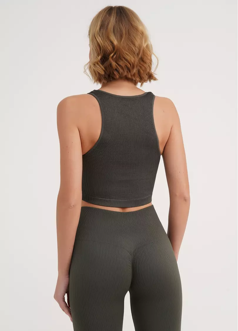 Топ в рубчик из микрофибры HALTER TOP RIB khaki (хаки)