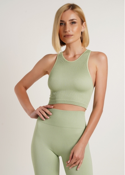 Топ в рубчик з мікрофібри HALTER TOP RIB kohlrabi (зелений)