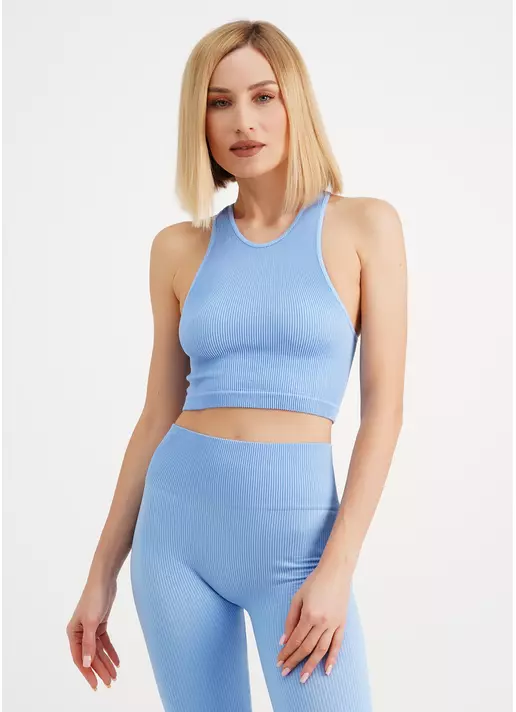 Топ в рубчик из микрофибры HALTER TOP RIB lacecap hydrangea (голубой)