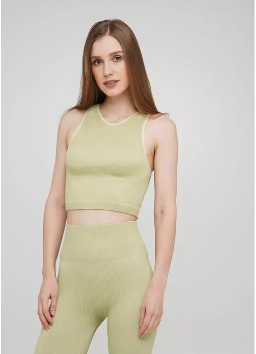 Топ в рубчик из микрофибры HALTER TOP RIB pale olive green (зеленый)