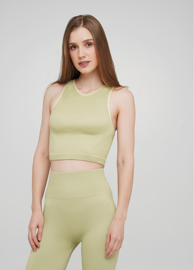 Топ в рубчик з мікрофібри HALTER TOP RIB pale olive green (зелений)