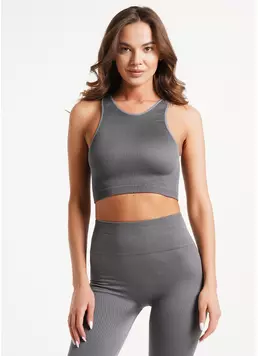 Топ в рубчик з мікрофібри HALTER TOP RIB poppy seed (сірий)