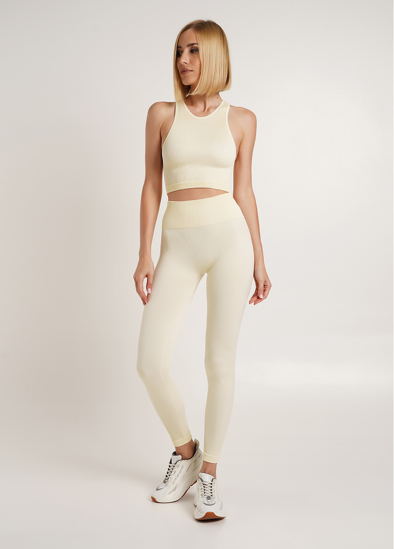 Топ в рубчик з мікрофібри HALTER TOP RIB vanilla (жовтий)