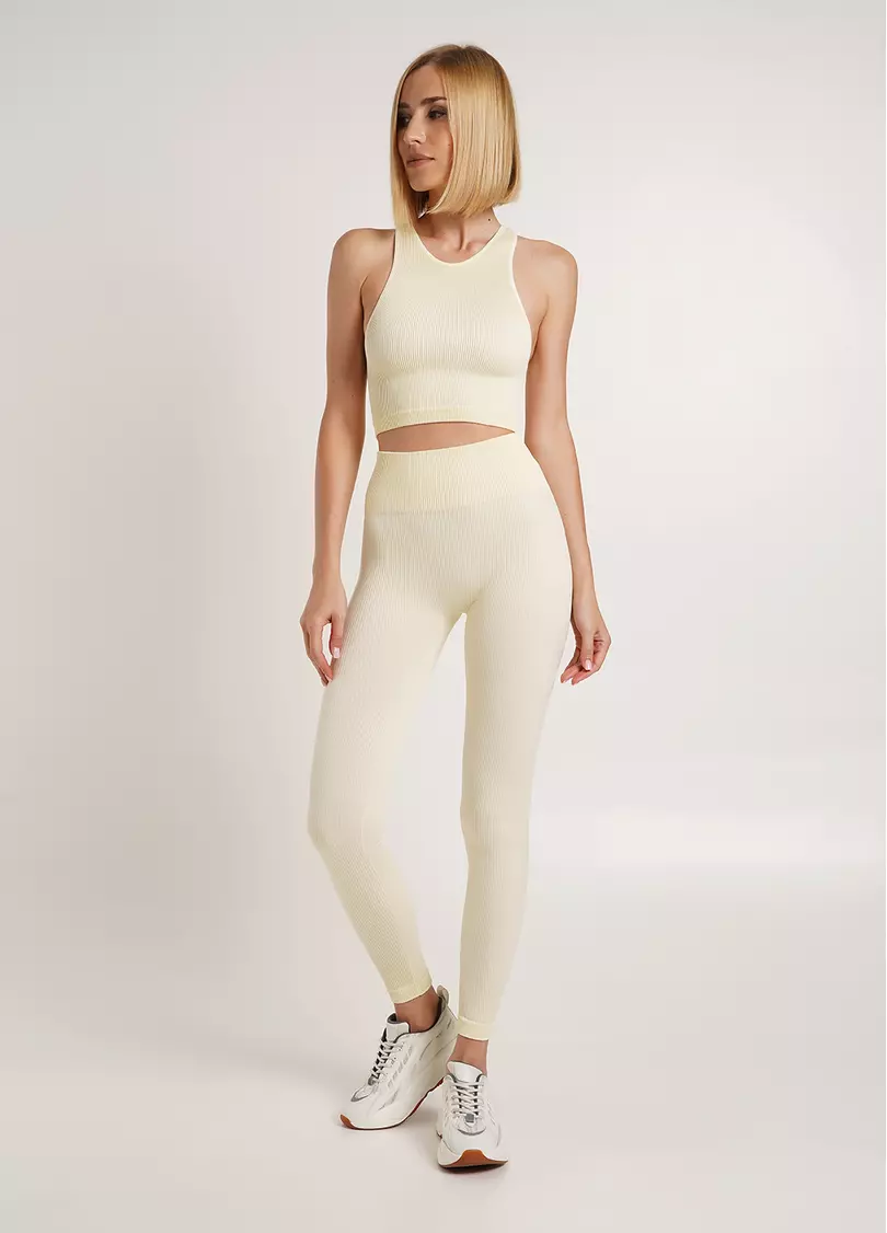 Топ в рубчик з мікрофібри HALTER TOP RIB vanilla (жовтий)