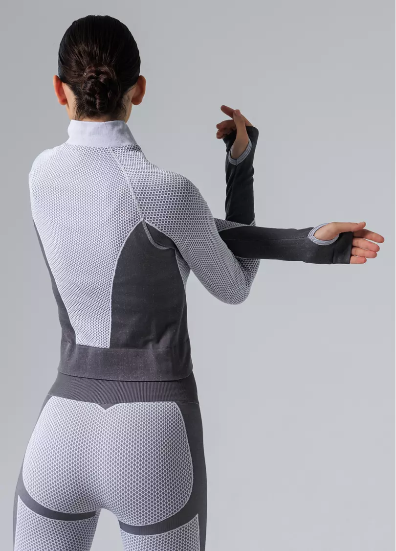 Спортивний лонг на блискавці JACKET SPORT FIT white/grey (білий/сірий)