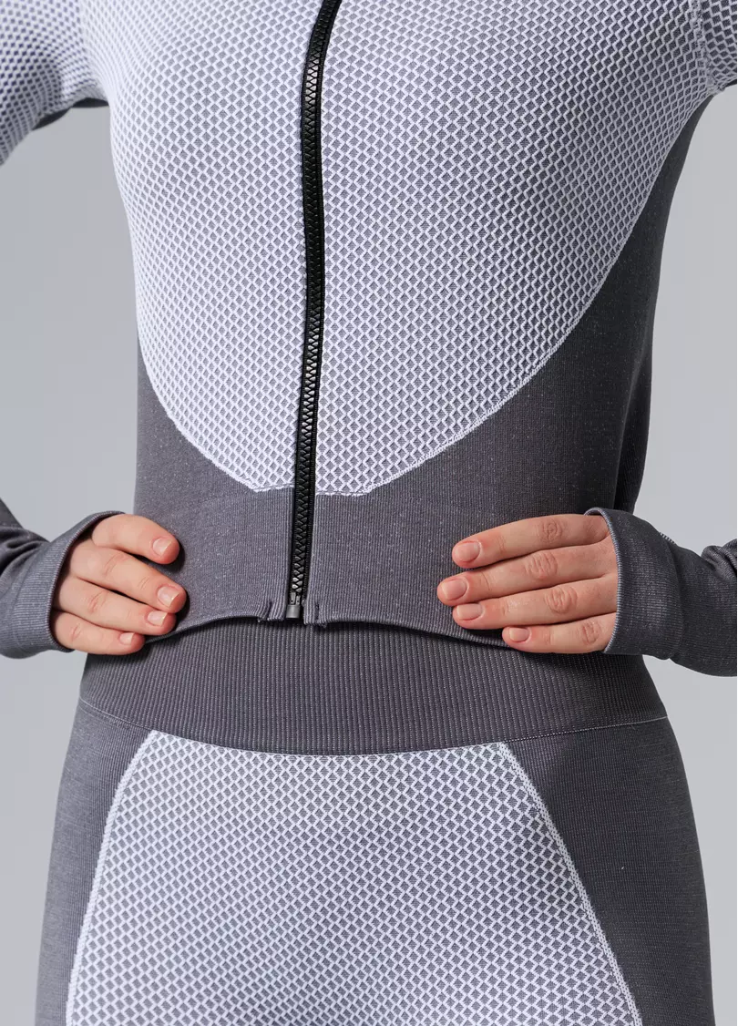 Спортивний лонг на блискавці JACKET SPORT FIT white/grey (білий/сірий)