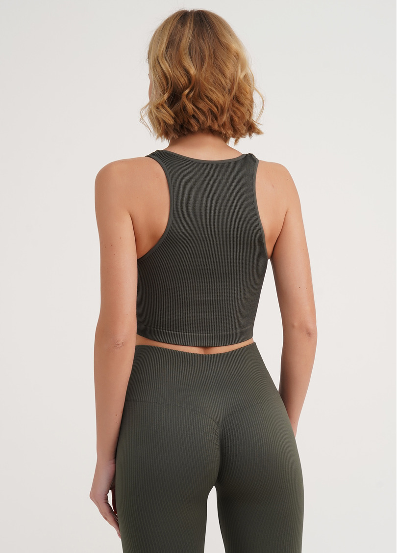 Топ в рубчик з мікрофібри PF HALTER TOP RIB khaki (хакі)