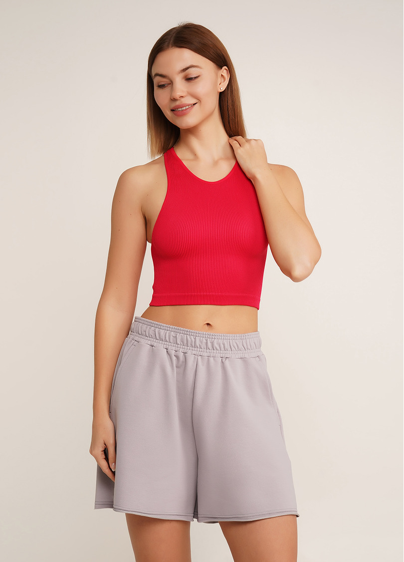 Топ в рубчик з мікрофібри PF HALTER TOP RIB raspberry sorbed (рожевий)