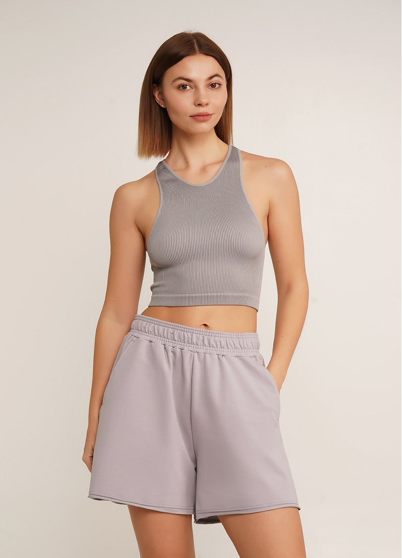 Топ в рубчик з мікрофібри PF HALTER TOP RIB ultimate grey (сірий)