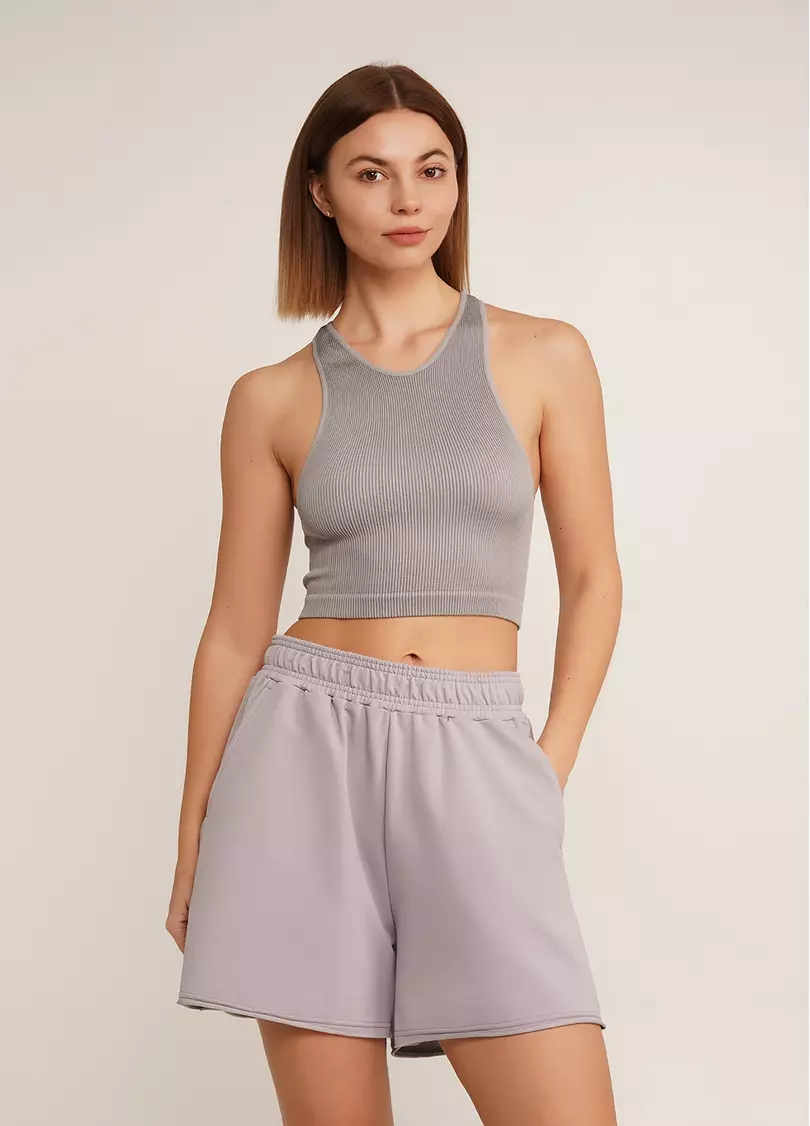 Топ в рубчик из микрофибры PF HALTER TOP RIB ultimate grey (серый)
