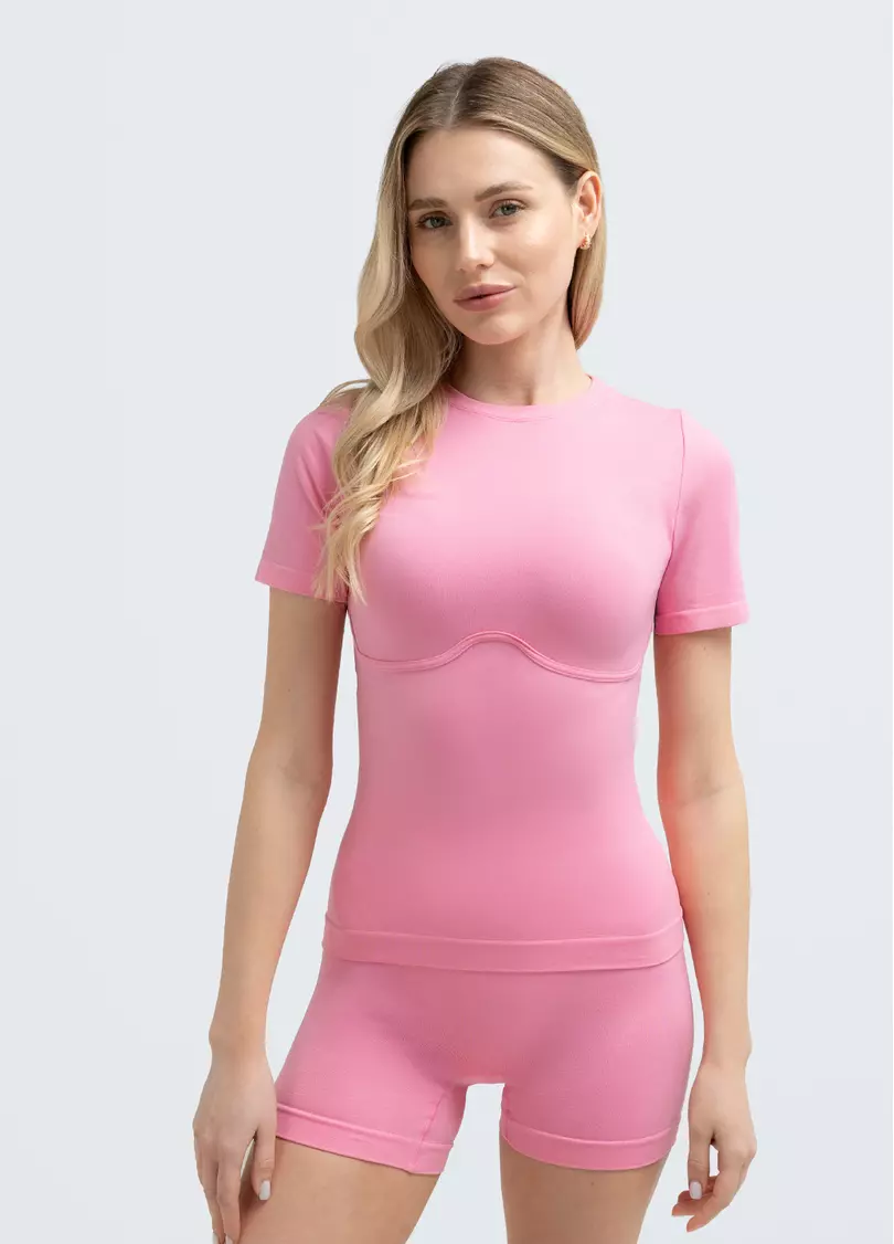 Футболка з ефектом бра T-SHIRT BRA EFFECT (рожевий)