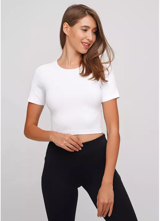 Жіноча коротка футболка топ для спорту T-SHIRT SPORT RUN 03 (білий)