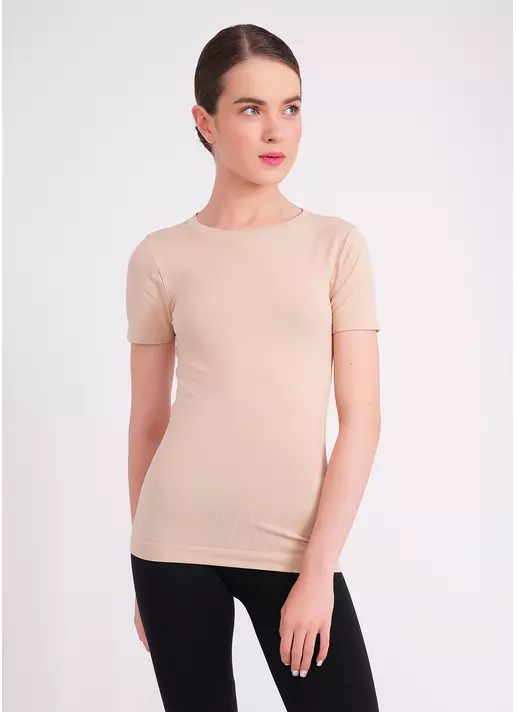 Бесшовная футболка T-SHIRT light nude (бежевый)