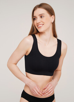 Бесшовный топ на широких бретелях TANK TOP (черный)