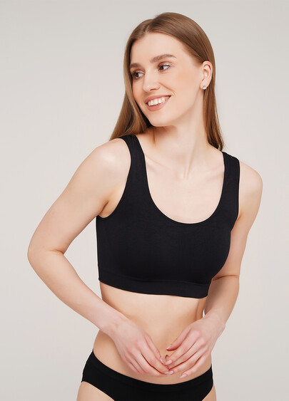 Бесшовный топ на широких бретелях TANK TOP (черный)