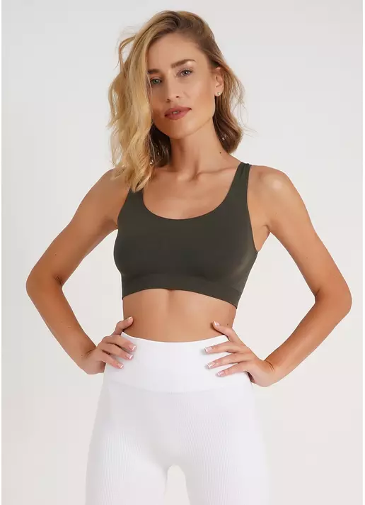Безшовний топ на широких бретелях TANK TOP khaki (хакі)