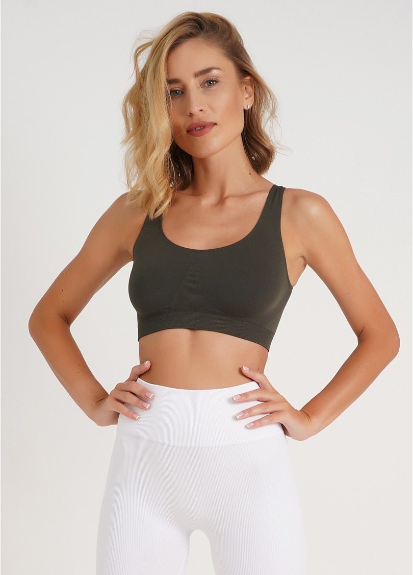 Безшовний топ на широких бретелях TANK TOP khaki (хакі)